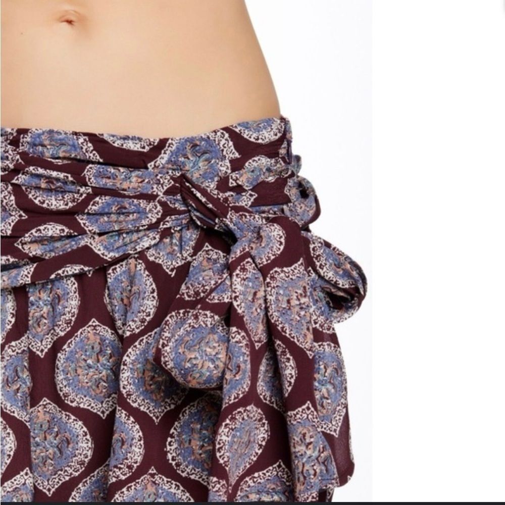 Free People Extreme Faux Wrap Shorts Eggplant Purple Print - Picture 2 of 5